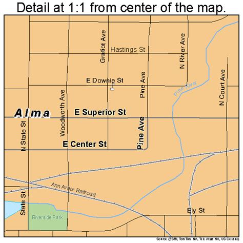 mazemap|street map of alma michigan.